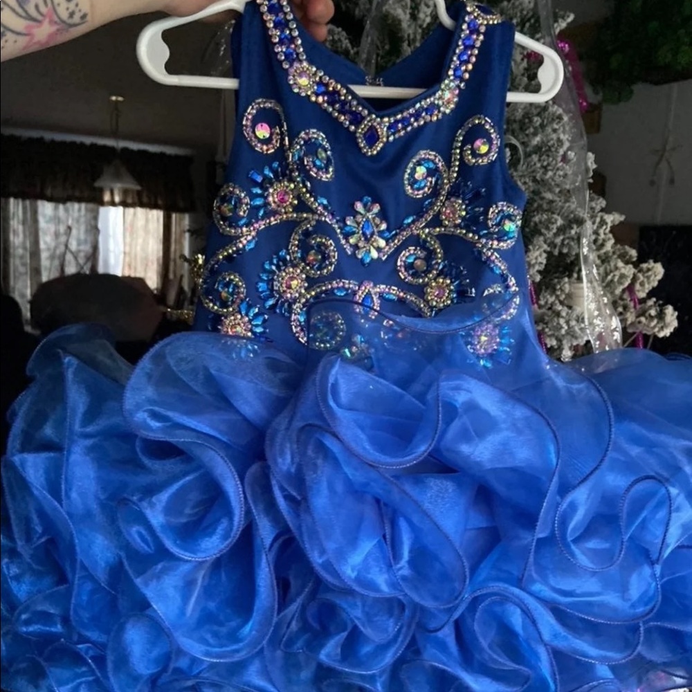 Blue 3T girls pageant dress OOC